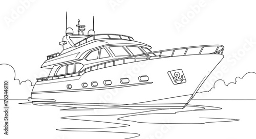 Yacht Luxury Boat Coloring Page for Children Fun Watercraft Ocean Travel Art