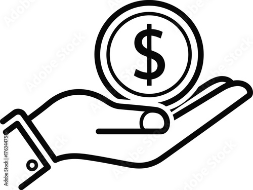 Hand holds coin representing financial investment and value with money management principles involved