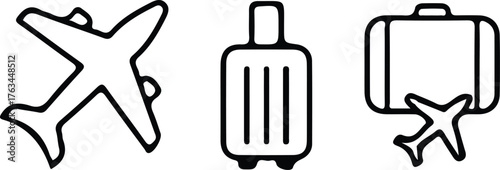 travel line icons sketch vector 