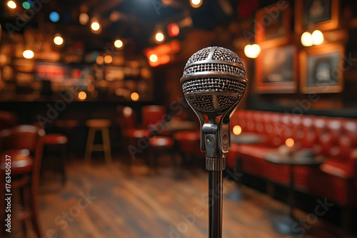 A Confident Performer Delivers Jokes Under the Spotlight