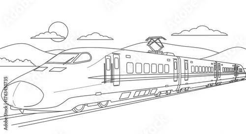 Bullet Train High Speed Rail Coloring Page for Children Fun Vehicle Outline