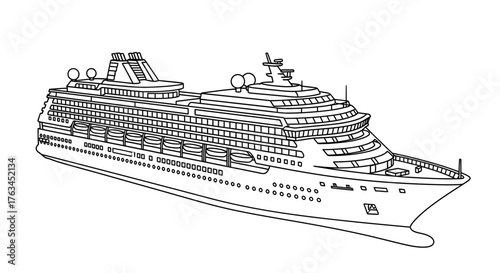 Fun Cruise Ship Coloring Sheet for Children Large Ocean Liner Travel Art