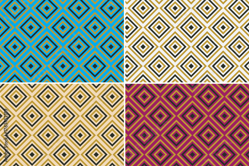 Four colorful  pattern variations in a grid layout