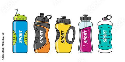 Sport water bottles providing hydration for fitness workouts
