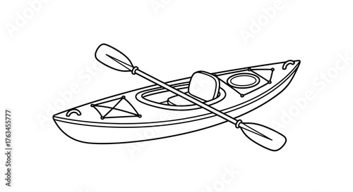 Kayak Boat Coloring Page for Children Fun Watercraft Outdoor Adventure Outline