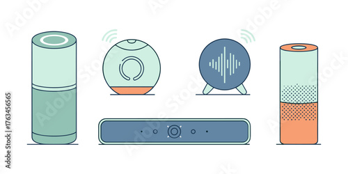 Smart speaker collection showing voice assistant technology devices