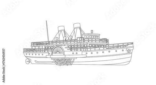 Fun Paddle Steamer Coloring Sheet for Kids Classic Watercraft River Activity