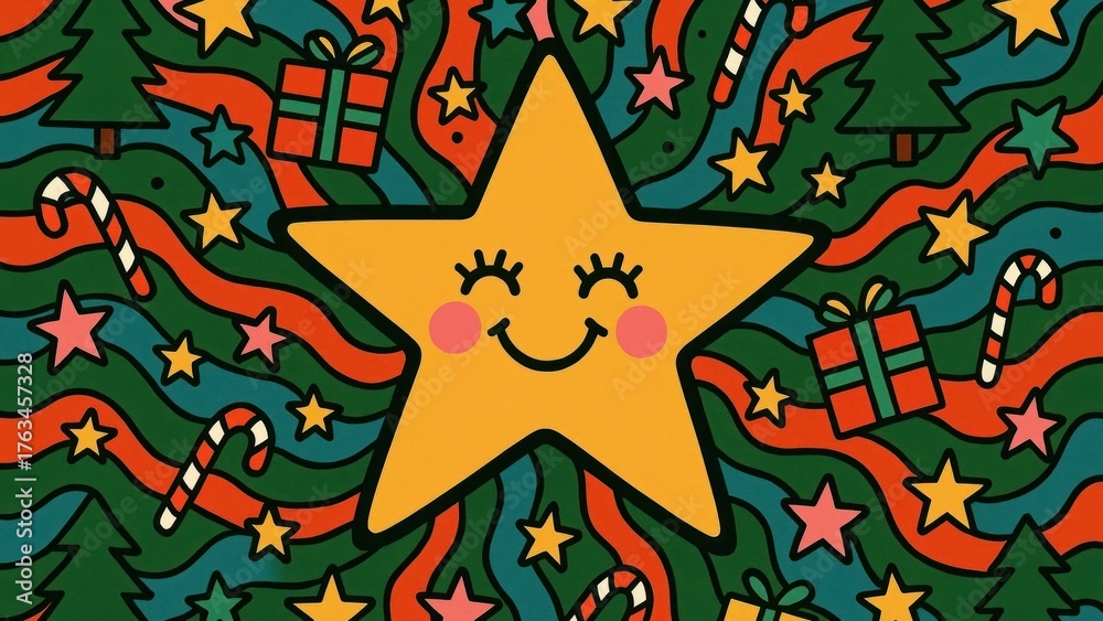 Fototapeta premium Festive cheerful holiday illustration