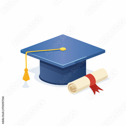 Graduation Cap and Diploma - Symbol of Academic Achievement.