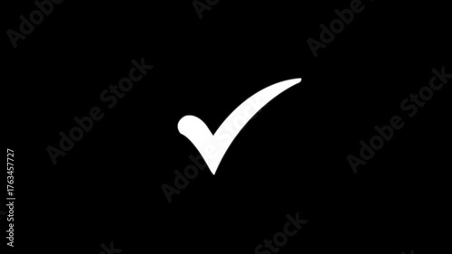 check mark icon transparent on black background. Tick mark icon animation. Animated OK Check Mark Icon. 4k video