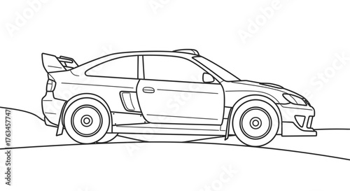 Rally Car Racing Vehicle Coloring Page for Children Fun Motorsports Art