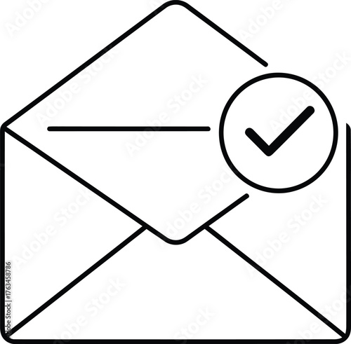 An open envelope with a checkmark inside a circle indicating confirmation or completion.