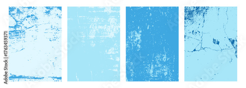 Winter grunge textures. Set of Winter theme color backgrounds for seasonal creative graphic design. Vector illustration.