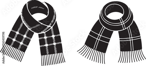 Fashionable winter scarf accessories black silhouette collection