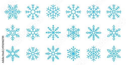 シンプルでかわいい雪の結晶セット　冬・氷アイコン