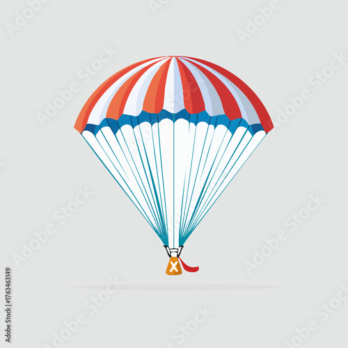 Red and White Striped Parachute with Blue Lines.