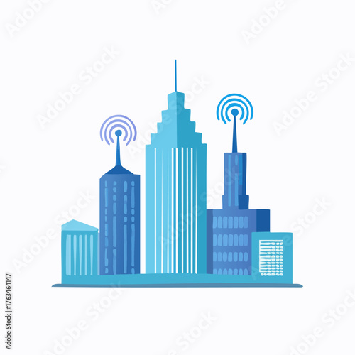 Smart City Connectivity - Buildings with Wireless Communication.