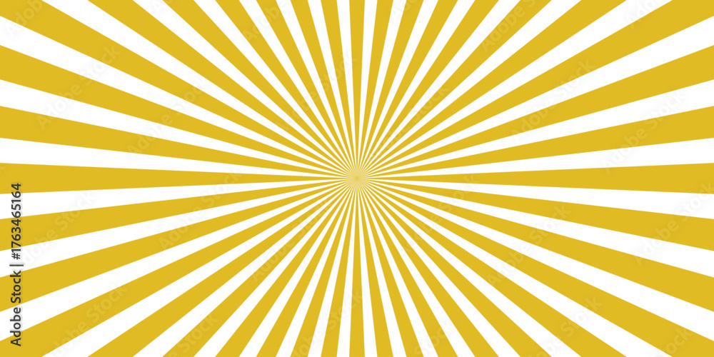 Fototapeta premium Vibrant Yellow and White Sunburst Radial Burst Background Pattern Graphic Design Element explosion starburst