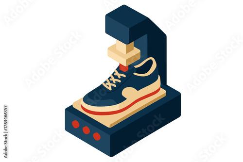 Isometric 3d printer creating shoe model with precision and technology