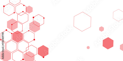 abstract geometric red texture background red hexagon 3D background texture. 3d rendering illustration. Clear pattern abstract background hexagon .Futuristic abstract banner.