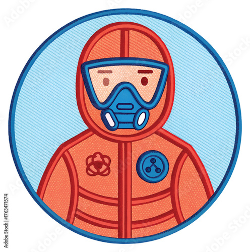 Professional safety first with hazmat suit design for science, industry, and health visuals, perfect for emphasizing safety and protection messages