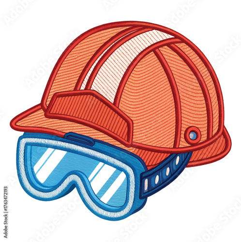 Stay safe and stylish with this eye-catching hard hat and goggles combo, perfect for construction workers, engineers, and anyone who values safety first!