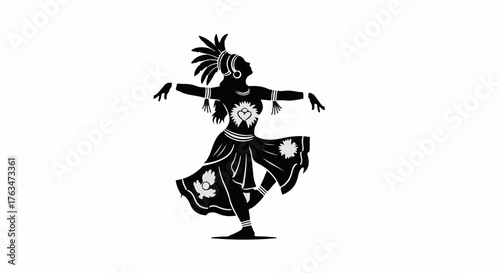 Graceful dancer in traditional costume performing a vibrant cultural dance