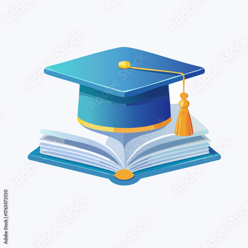 Academic Excellence - Graduation Cap and Open Book Symbolize Education.