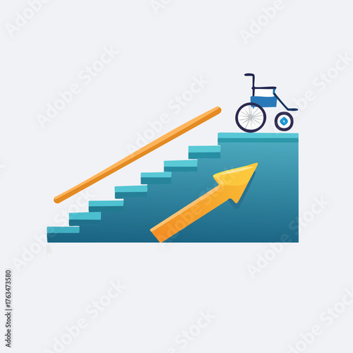Accessibility and Inclusion - Wheelchair Ramp and Stairs.