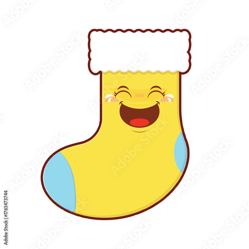 Yellow stocking laughing face cartoon cute