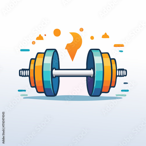 Colorful Dumbbell Icon Representing Fitness and Strength Training.