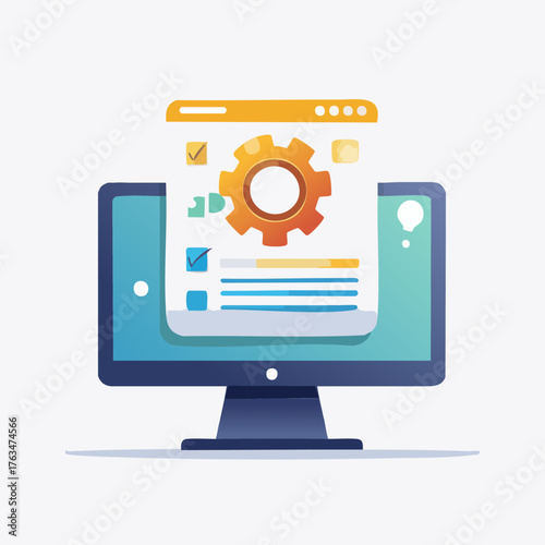Computer with Settings Interface - Technology and Configuration.