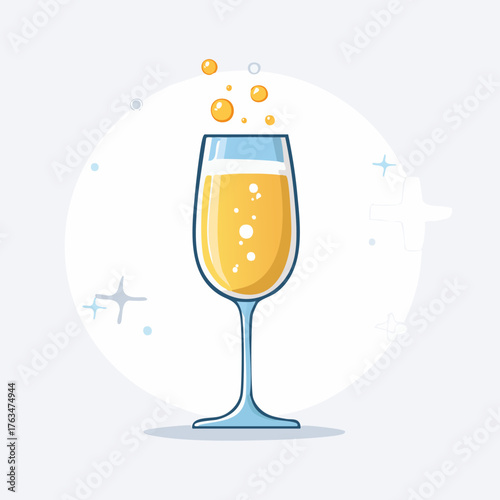 Elegant Champagne Glass with Bubbles for Celebration and Toasting.