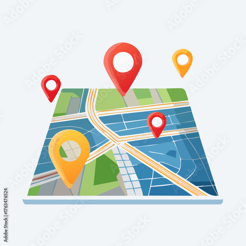 Map with location pins showing navigation and destination points.