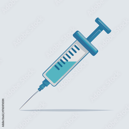 Medical Syringe with Liquid - Healthcare and Vaccination Concept.