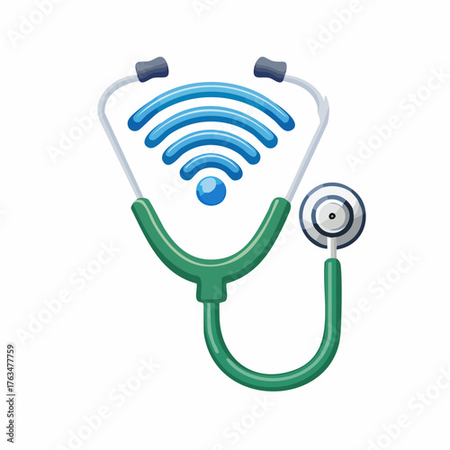 Stethoscope with WiFi Symbol Representing Digital Health and Telemedicine.