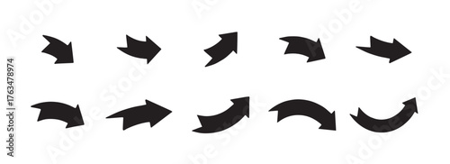Curved arrow icons vector, Directional curved arrow icon set vector illustration on white background, vector illustration.