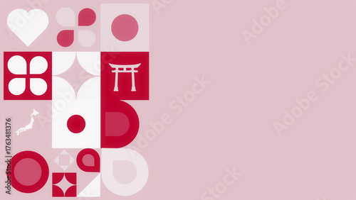 Colorful Geometric Pattern Of Japan FlagBackground PNG