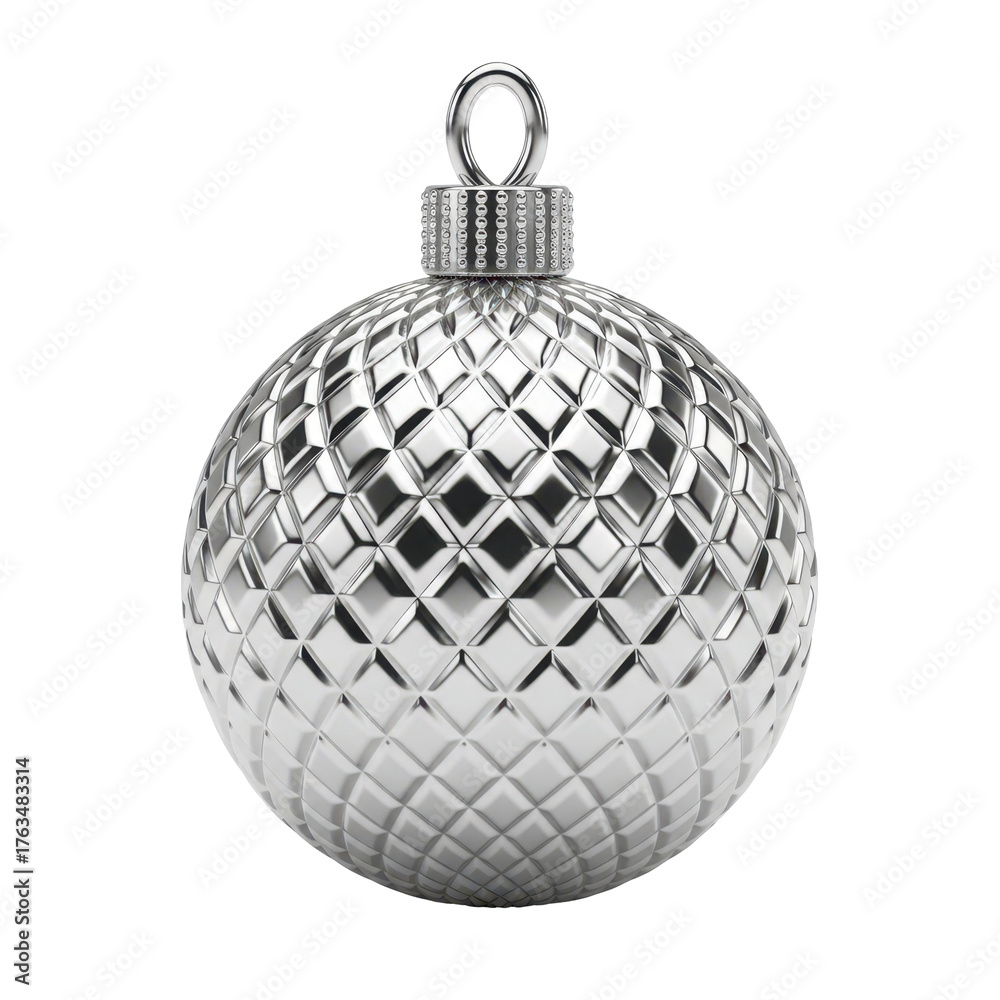 Obraz premium Glittering Orb: A single, silver bauble, designed with textured surface. The perfect centerpiece for seasonal celebration.