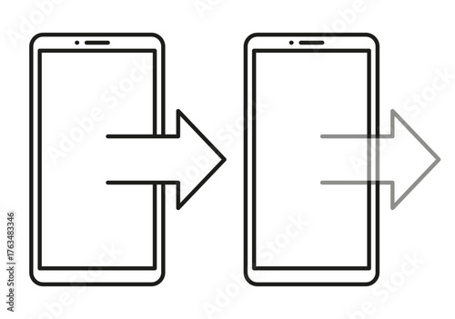 Phone data transfer. Mobile sync process. Device connection Vector. Information exchange icon.