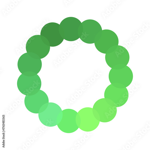 Green circle palette. Gradient color shades. Round form Vector. Bright tonal range