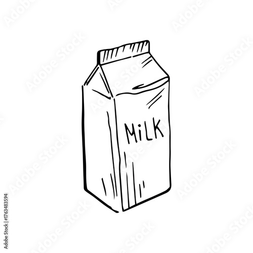 Milk package thin black lines on white background - Vector illustration
