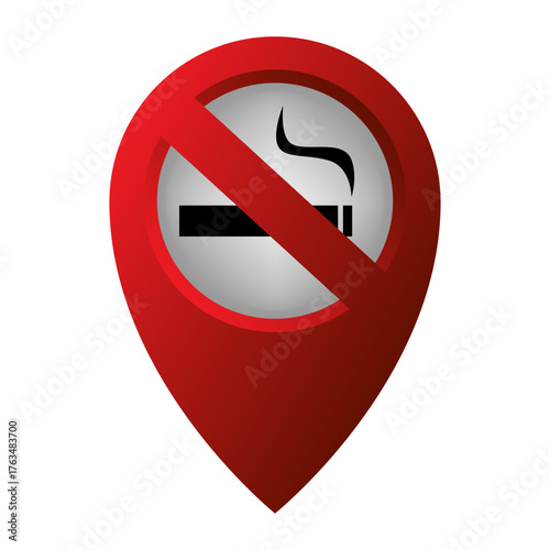 Free Download No smoking icon. Prohibition smoke symbol. Red pointer shape. Vector illustration. - GFXLoad