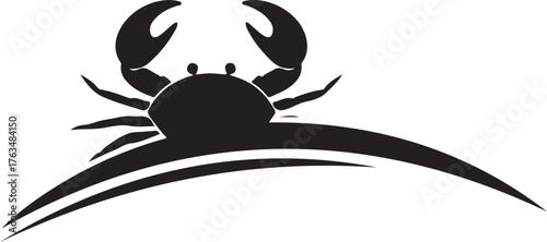 vector illustration of a black crab art logo