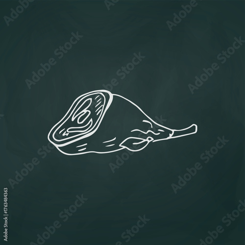 Piece of beef thin white lines on a textural dark background - Vector illustration