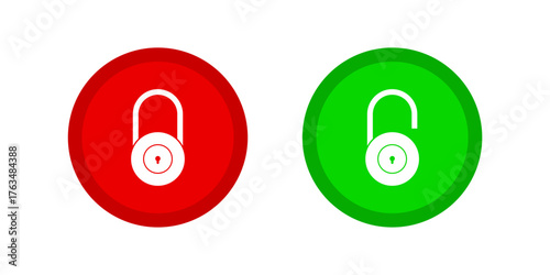 Locked and unlocked padlock icon on white background.