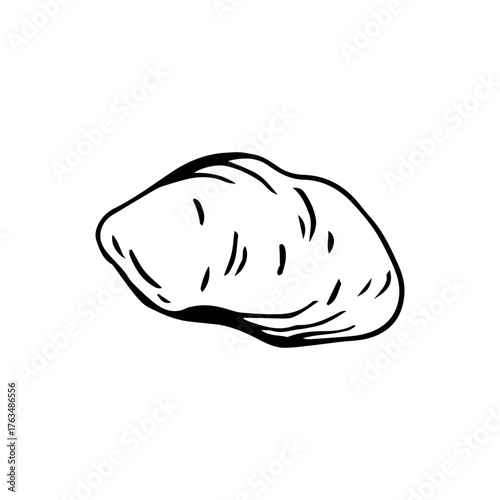 Big potato thin black lines on white background - Vector illustration