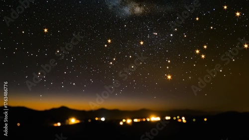 Starry night cityscape view