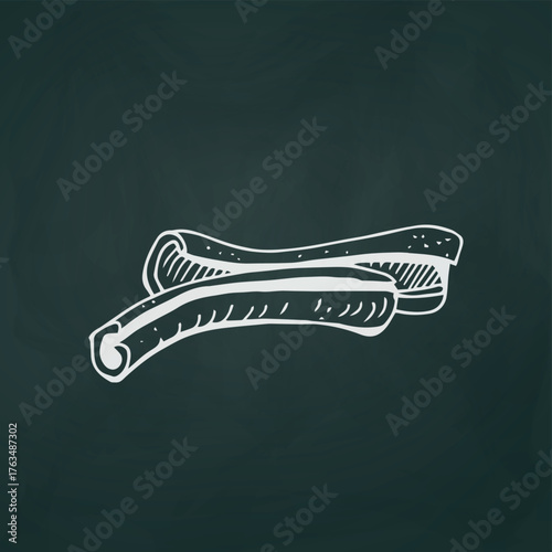 Seasoning cinnamon thin white lines on a textural dark background - Vector illustration