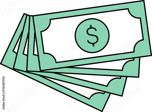 Stylized illustration showcasing stacked dollar bills symbolizing financial wealth